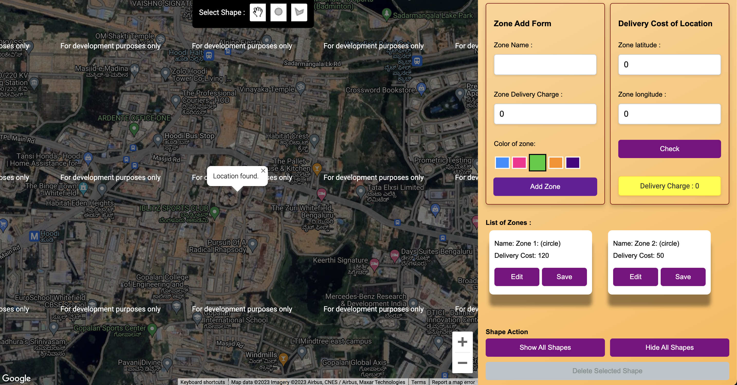 Delivery Cost App